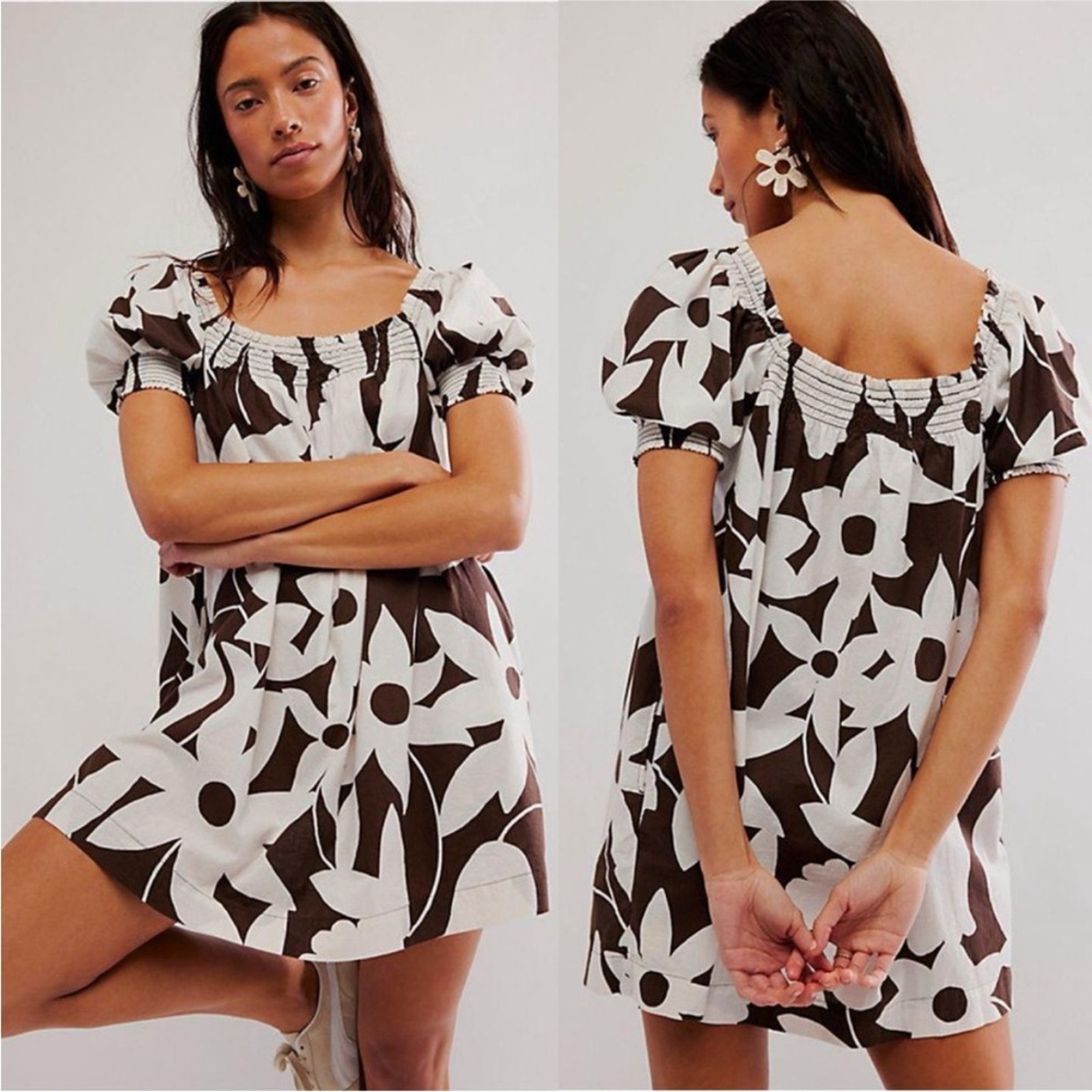 Free People Mila Mini Dress In Hippie Cowgirl Brown Floral - Size S